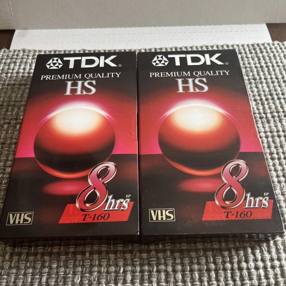 Lot of (2) TDK Premium Blank HS 8 Hours VHS Video Cassette Tapes T-160 SEALED